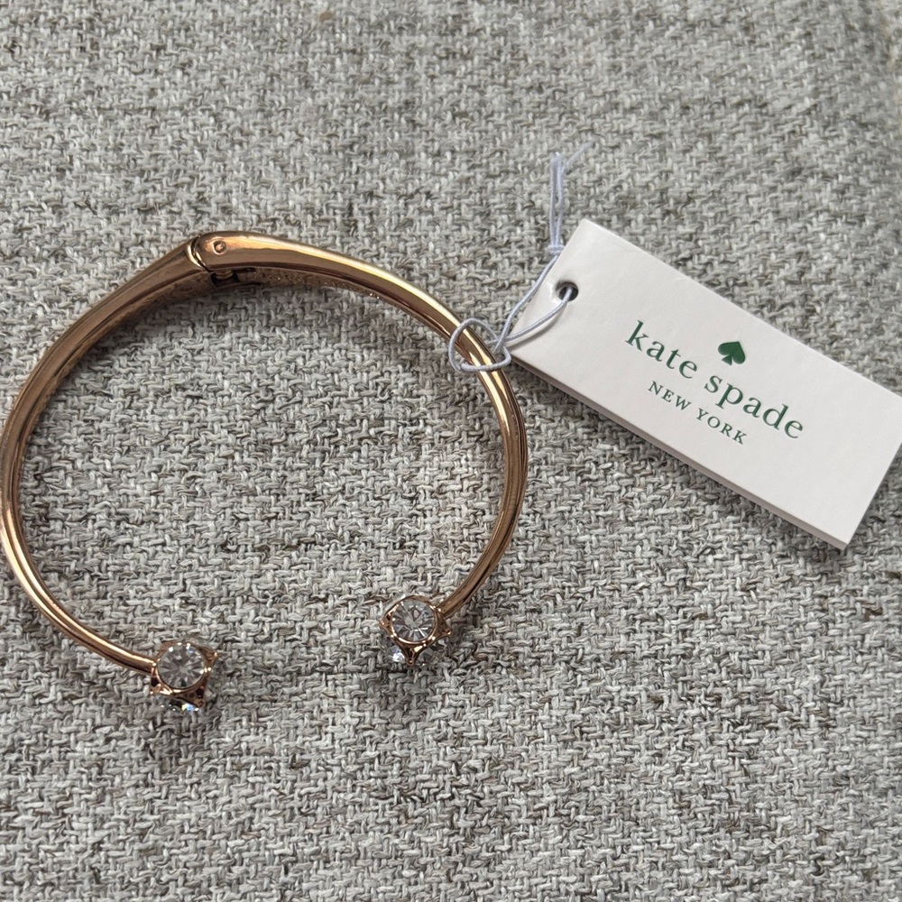kate spade rose gold crystal end open bangle bracelet - NWT